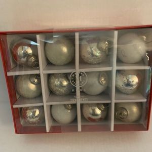 Martha Stewart Christmas Ornaments White Silver Glass Ornaments
